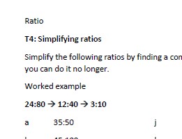 Simplify ratios into lower whole numbers.  Simplifying algebraic ratios.